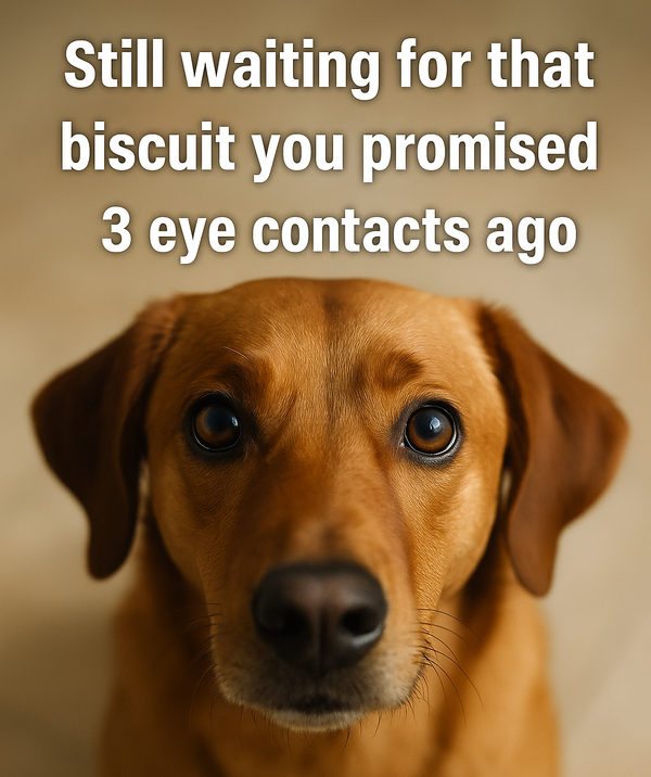 Dog looking hopeful during eye contact with owner