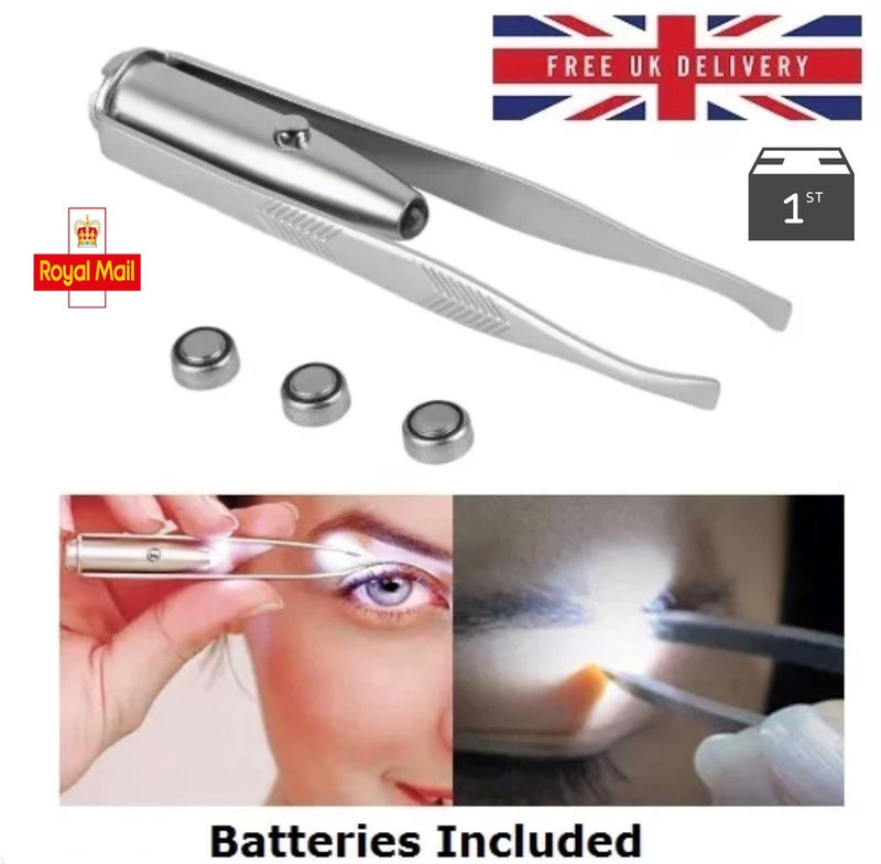 LED Tweezers  - Eyebrows Pair of Tweezers with batteries