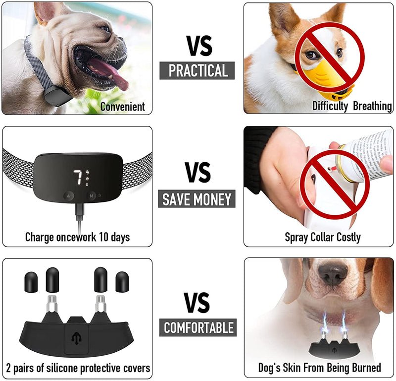 Automatic Bark Collar for Dogs, Rechargeable Anti Barking Training Collar