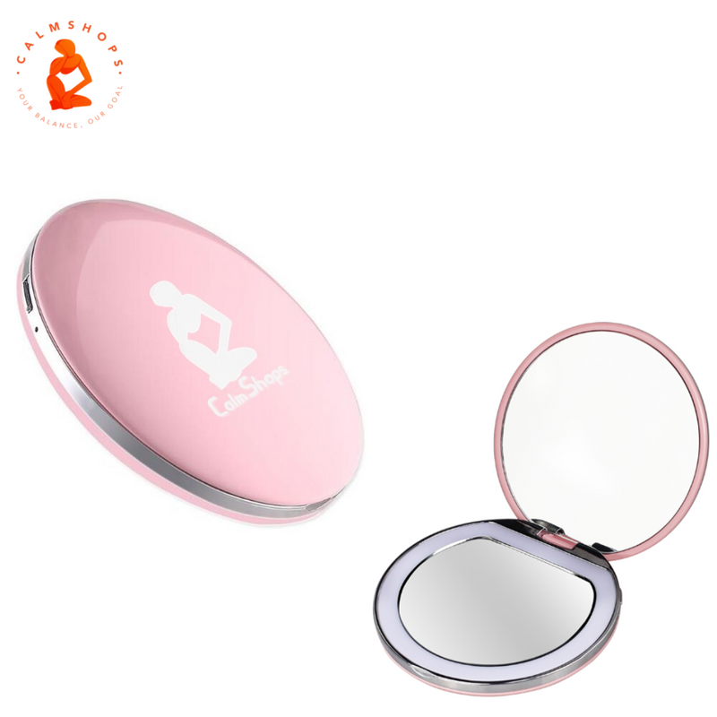 Compact Mirror With LED Light - USB Rechargeable Pocket