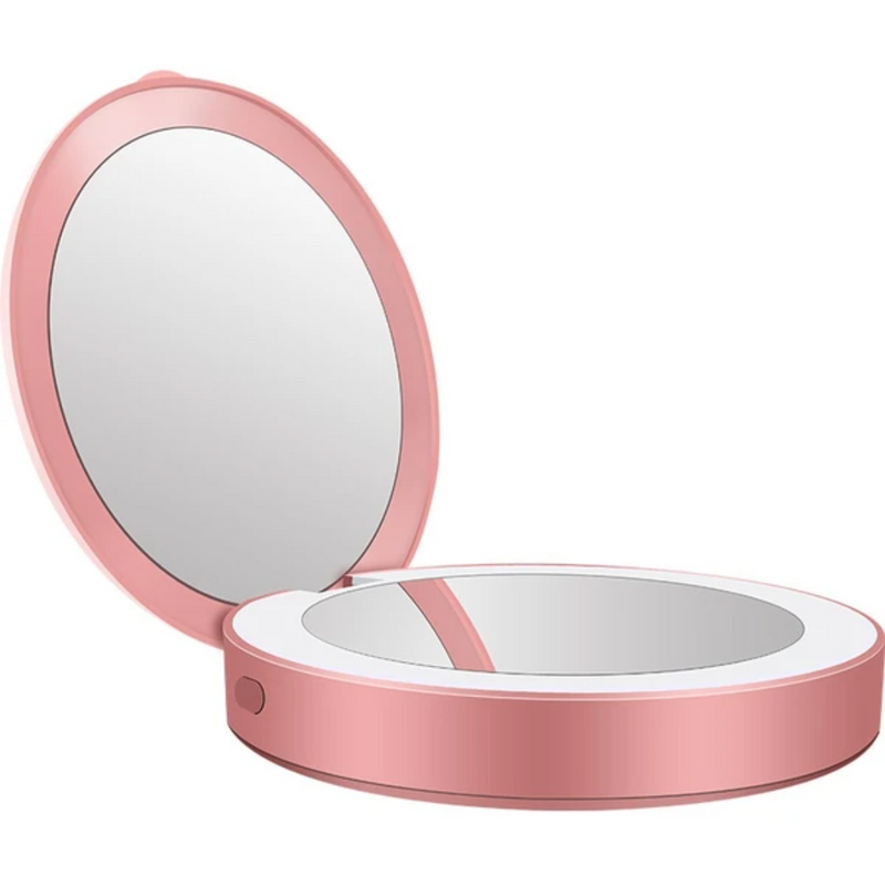 LED Light Pocket Mirror - USB Rechargeable Make-Up Double Mirror